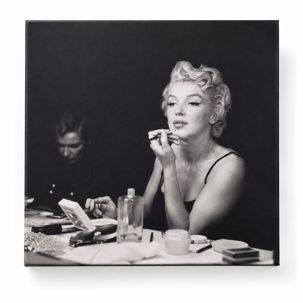 Marilyn Monroe Makeup Table B&W Canvas Wall Art 14x14 Made in Canada Hollywood - Picture 2 of 11